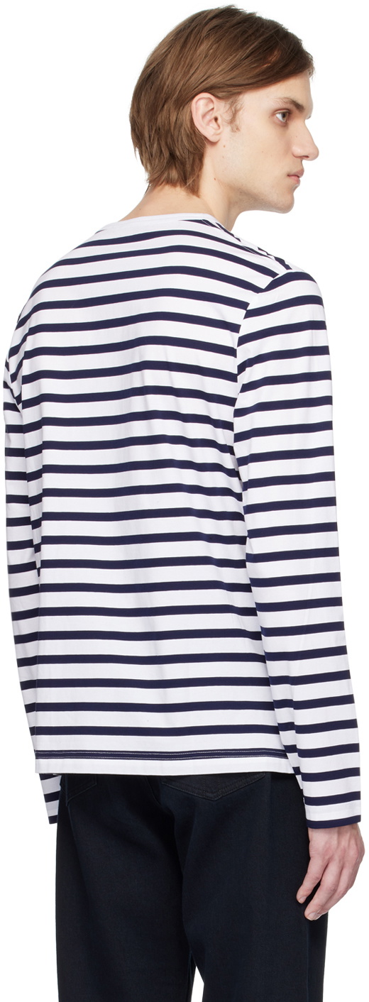 Tiger of Sweden White & Navy Linden Long Sleeve T-Shirt