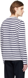 Tiger of Sweden White & Navy Linden Long Sleeve T-Shirt