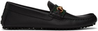 Gucci Black Web Driver Loafers