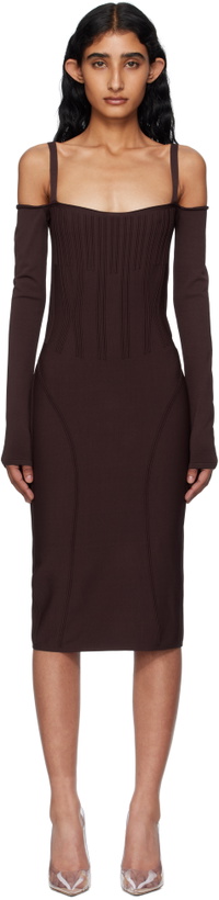 Photo: Mugler Burgundy Knit Midi Dress