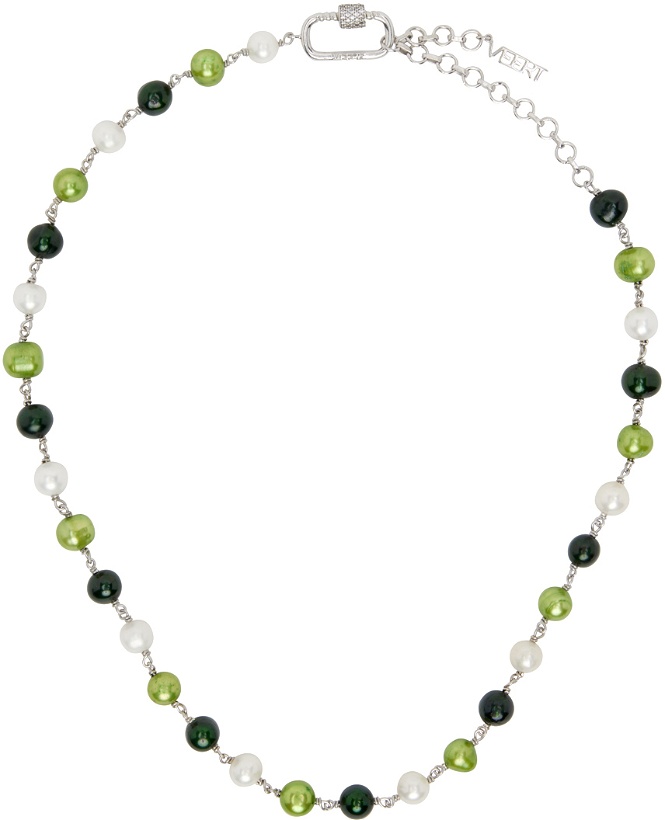 Photo: VEERT White Gold 'The Single Multi Green' Pearl Necklace