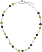 VEERT White Gold 'The Single Multi Green' Pearl Necklace