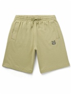 Maison Kitsuné - Straight-Leg Logo-Appliquéd Cotton-Jersey Drawstring Shorts - Green