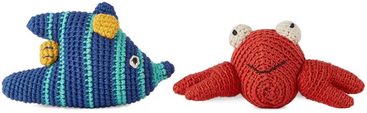 Photo: Ware of the Dog Red & Blue Crab & Fish Dog Toy Set