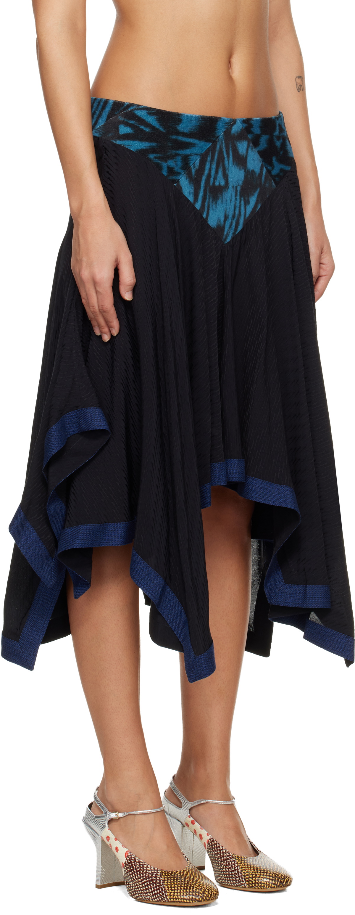 Kiko Kostadinov Black & Blue Klapheck Midi Skirt
