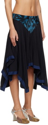 Kiko Kostadinov Black & Blue Klapheck Midi Skirt