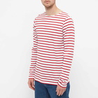 Armor-Lux Men's Long Sleeve 73792 Mariniere T-Shirt in White/Red