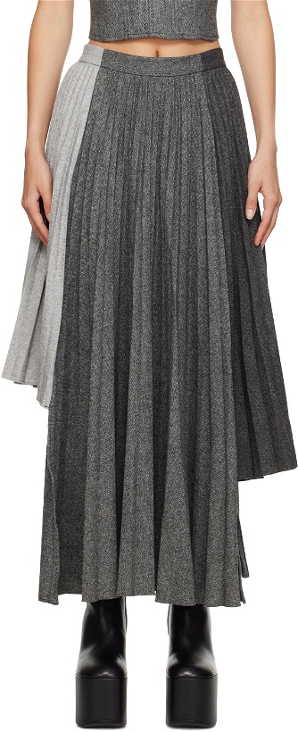 Photo: Rokh Gray Pleated Midi Skirt
