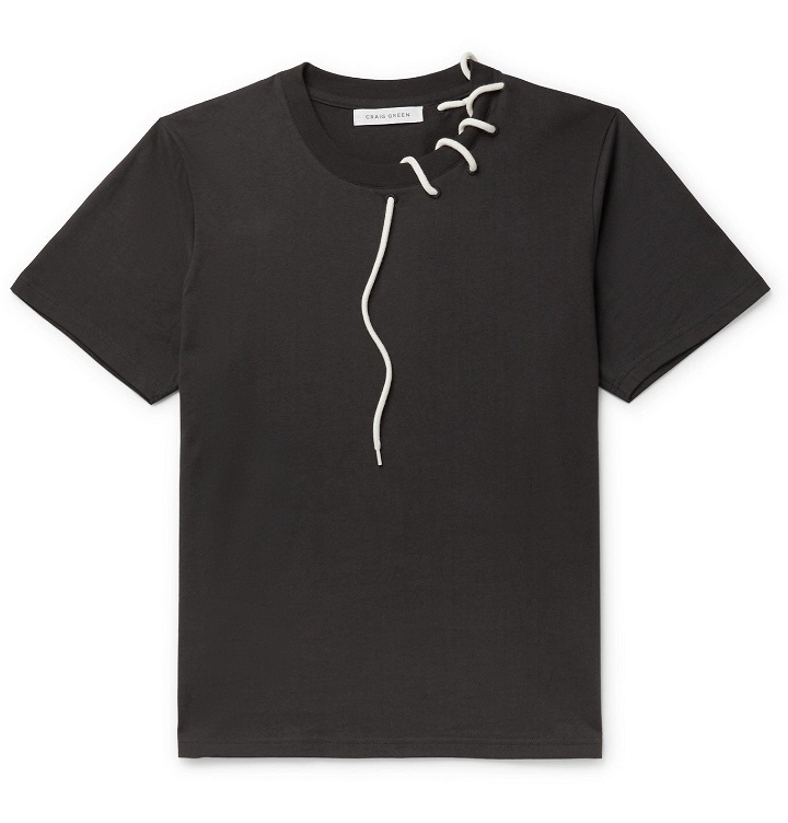 Photo: Craig Green - Lace-Detailed Cotton-Jersey T-Shirt - Black
