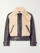 RRL - Geronimo Belted Shearling-Trimmed Leather Jacket - Brown