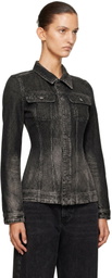 Diesel Black Fitted Dirty-Effect Denim Trucker Jacket