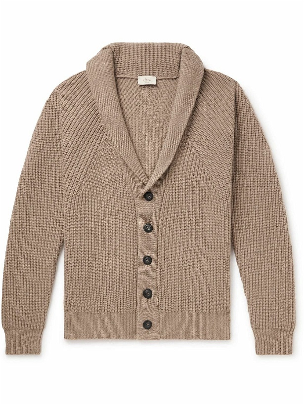 Photo: Altea - Shawl-Collar Ribbed Wool and Cashmere-Blend Cardigan - Neutrals