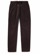 Thom Sweeney - Straight-Leg Pleated Cotton-Blend Twill Drawstring Trousers - Brown