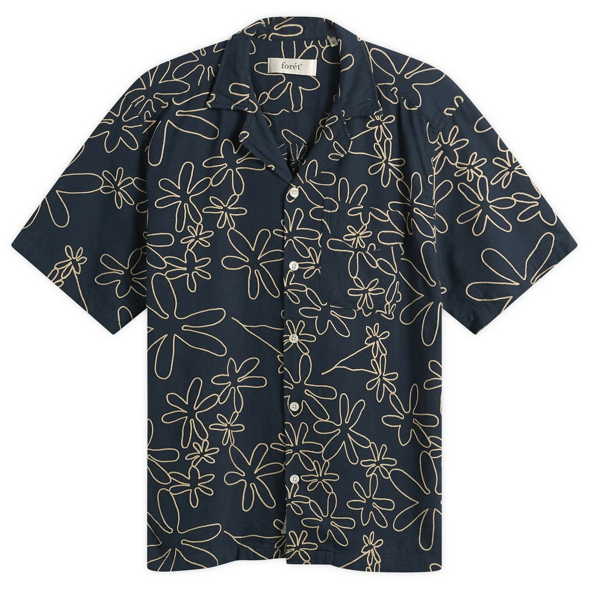 Foret Men's Peer Embroidery Regular Fit Ss Shirt in Navy