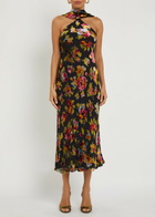 Rixo Hayley Scarf-effect Chiffon Midi Dress Multicoloured