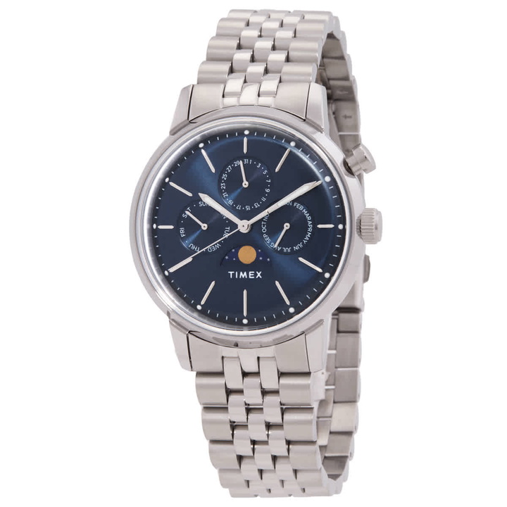 Photo: Timex Marlin Quartz Moon Phase Blue Dial Watch TW2W51300JR