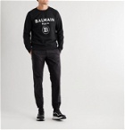 Balmain - Logo-Flocked Loopback Cotton-Jersey Sweatshirt - Black