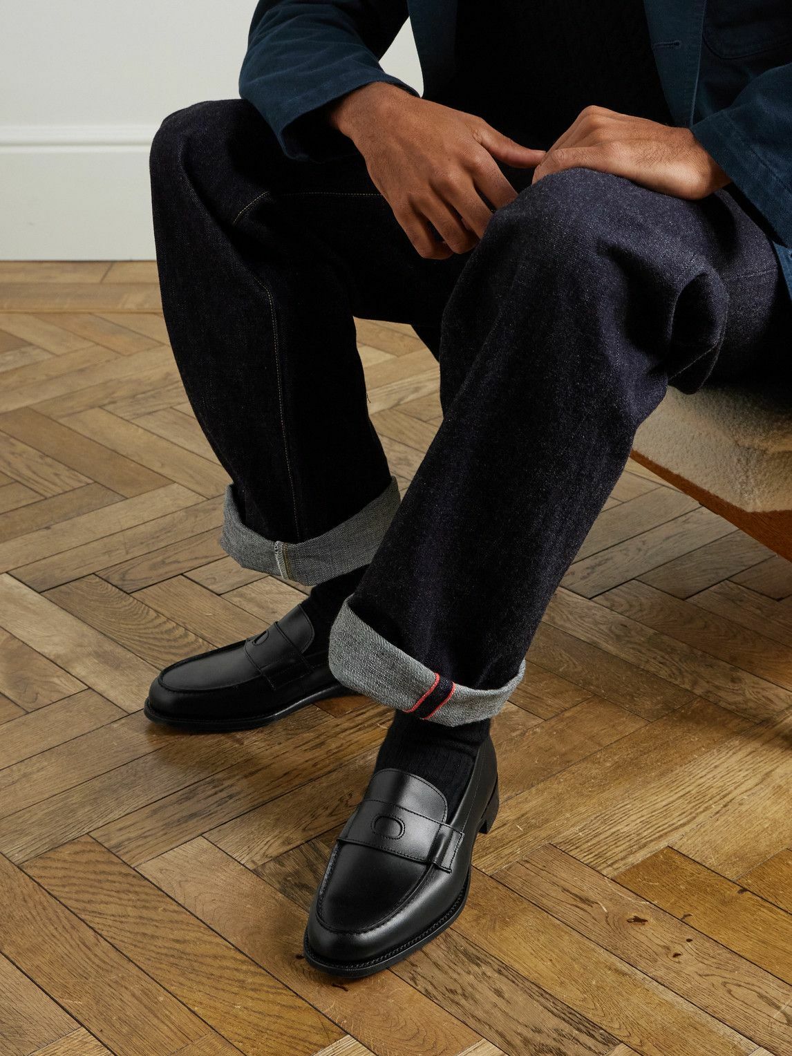 Drake's - Charles Leather Penny Loafers - Black