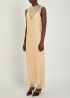 Shona Joy Everly Sequin-embellished Stretch-mesh Maxi Dress Beige