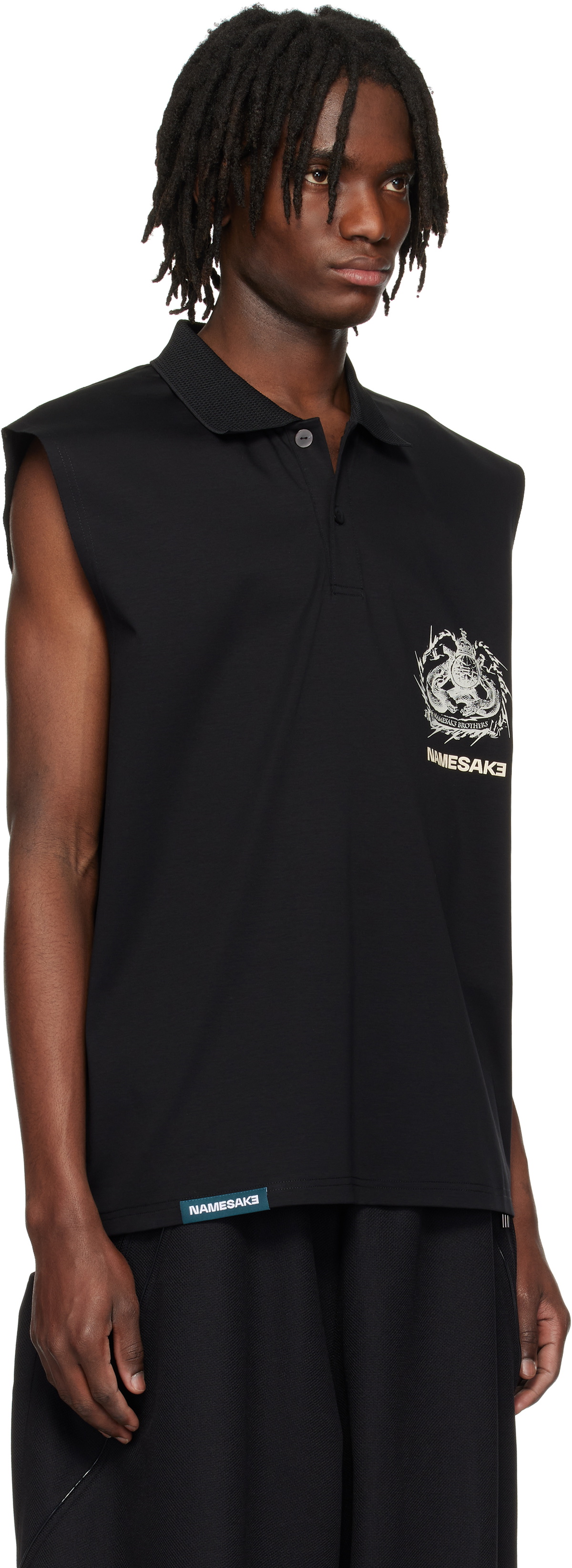 NAMESAKE Black Richard Muscle Polo