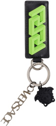 Versace Black & Green 'La Greca' Keychain