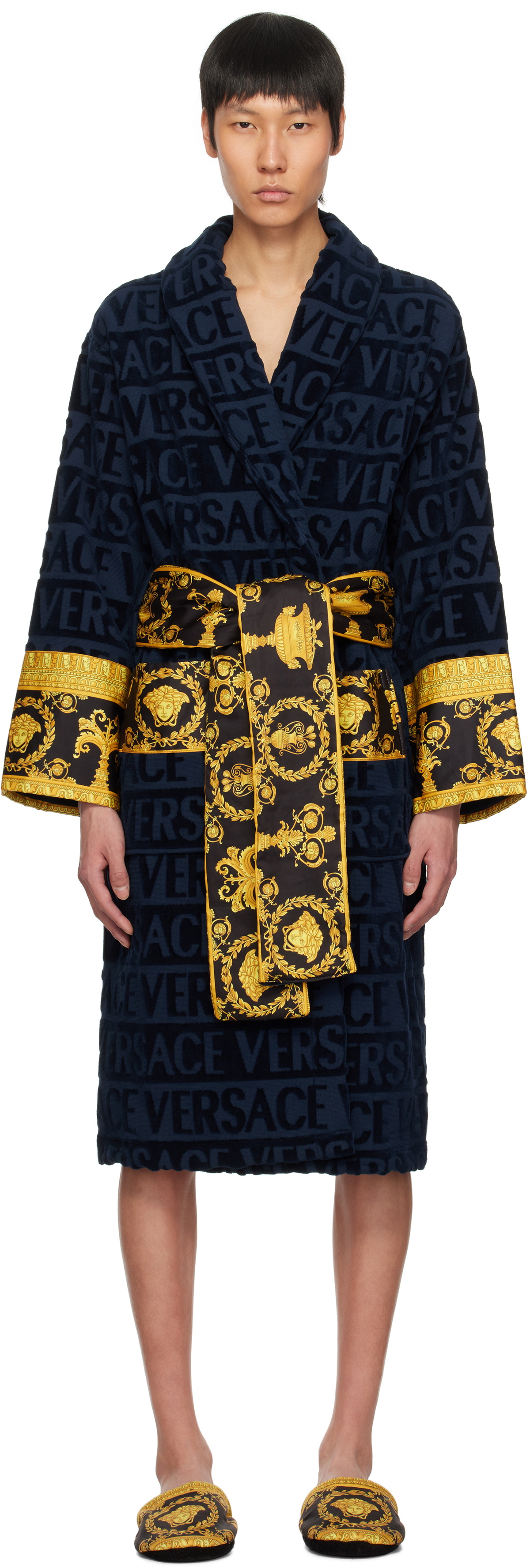 Versace Underwear Navy 'I Heart Baroque' Bathrobe