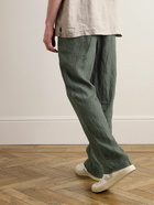 James Perse - Straight-Leg Garment-Dyed Linen Drawstring Trousers - Green