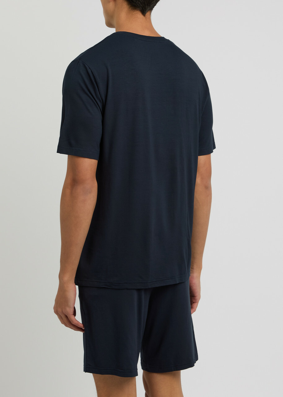 Boss Logo-embroidered Stretch-jersey Pyjama set Dark Blue