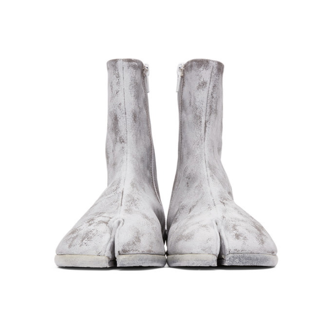 Maison Margiela White Painted Flat Tabi Boots