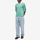 Casablanca Men's Lurex Jacquard Polo Shirt in Green