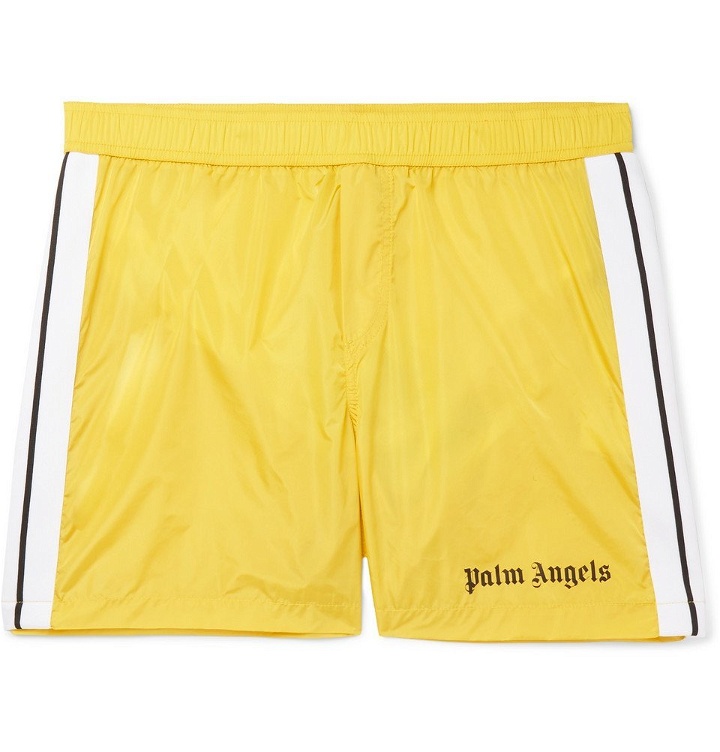 Photo: Palm Angels - Mid-Length Striped Swim Shorts - Men - Yellow