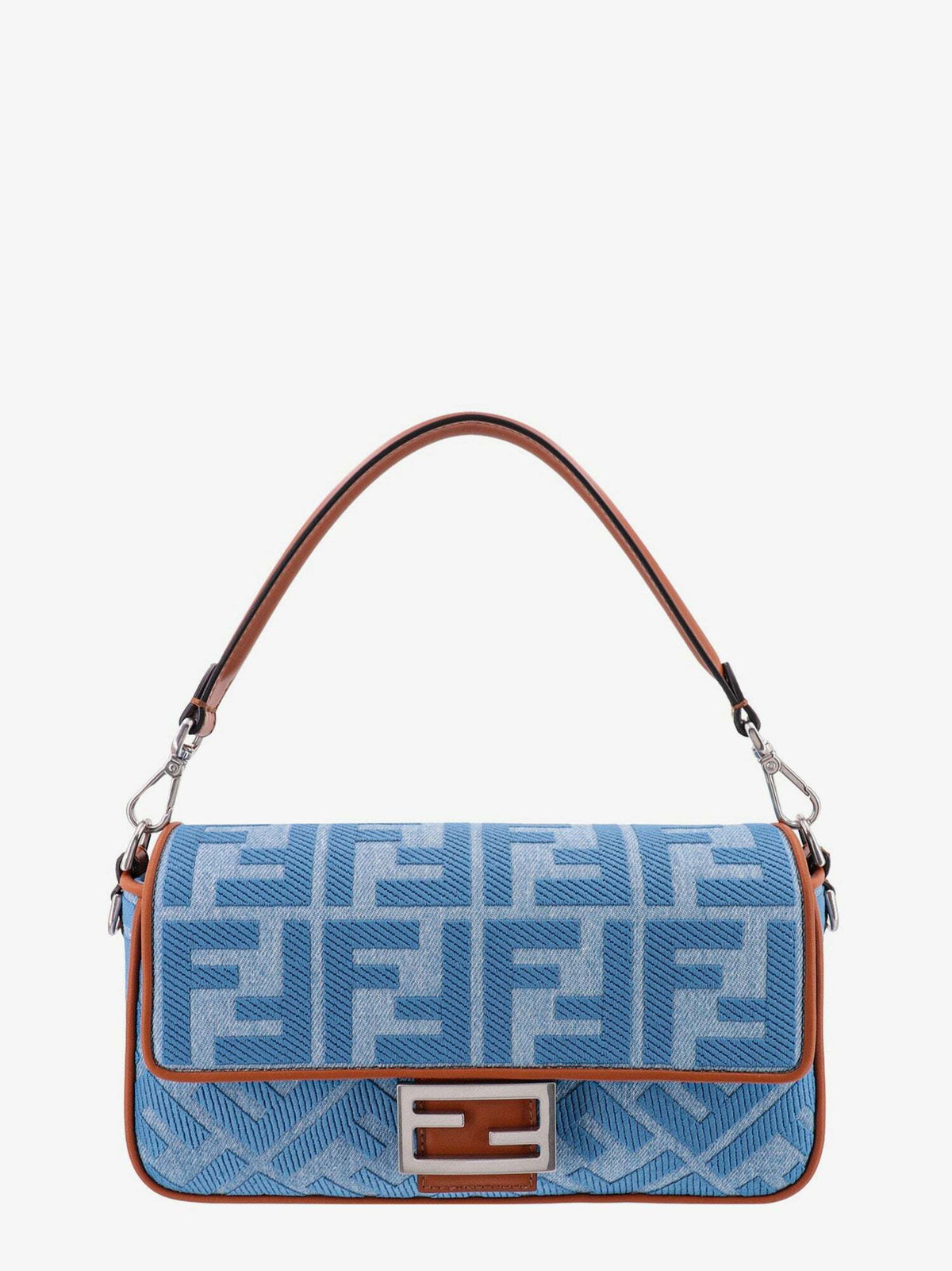 Fendi Blue Wool Baguette Bag