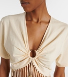 Rabanne Embellished cotton jersey crop top