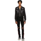 Amiri Black and Red Glitter Track Jeans