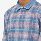 Fucking Awesome Men's Plaid Rugby Shirt in Blue/Pink