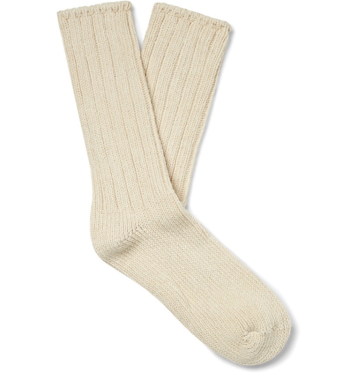 Photo: Thunders Love - Ribbed Recycled Cotton-Blend Socks - Neutrals
