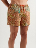 Burberry - Straight-Leg Short-Length Logo-Print Swim Shorts - Orange