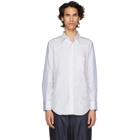 Thom Browne White and Blue Bicolor Shirt