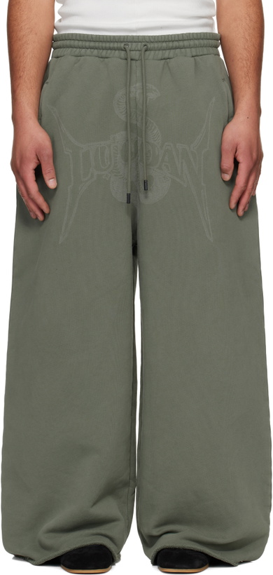 Photo: LU'U DAN Green Raw-Cut Bontan Sweatpants