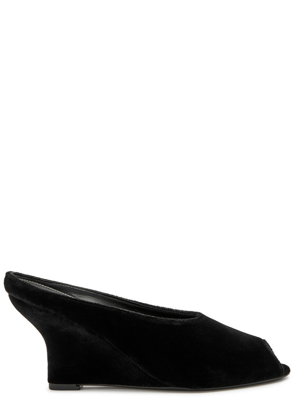 Photo: Toteme 85 Peep-toe Velvet Mules Black