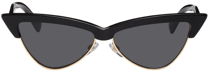 Photo: Valentino Garavani Black & Gold Cat-Eye Sunglasses