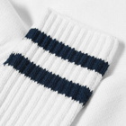 Beams Plus Men's Schoolboy Sock in White/Navy 