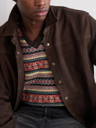 Aimé Leon Dore - Logo-Appliquéd Paneled Suede Overshirt - Brown