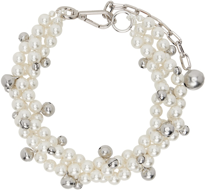 Photo: Simone Rocha White Twisted Bell Charm & Pearl Necklace