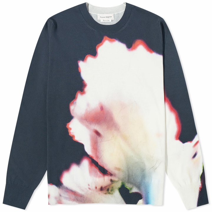 Photo: Alexander McQueen Men's Solarized Flower Crew Knit in Black/Red/Ivory/Blue