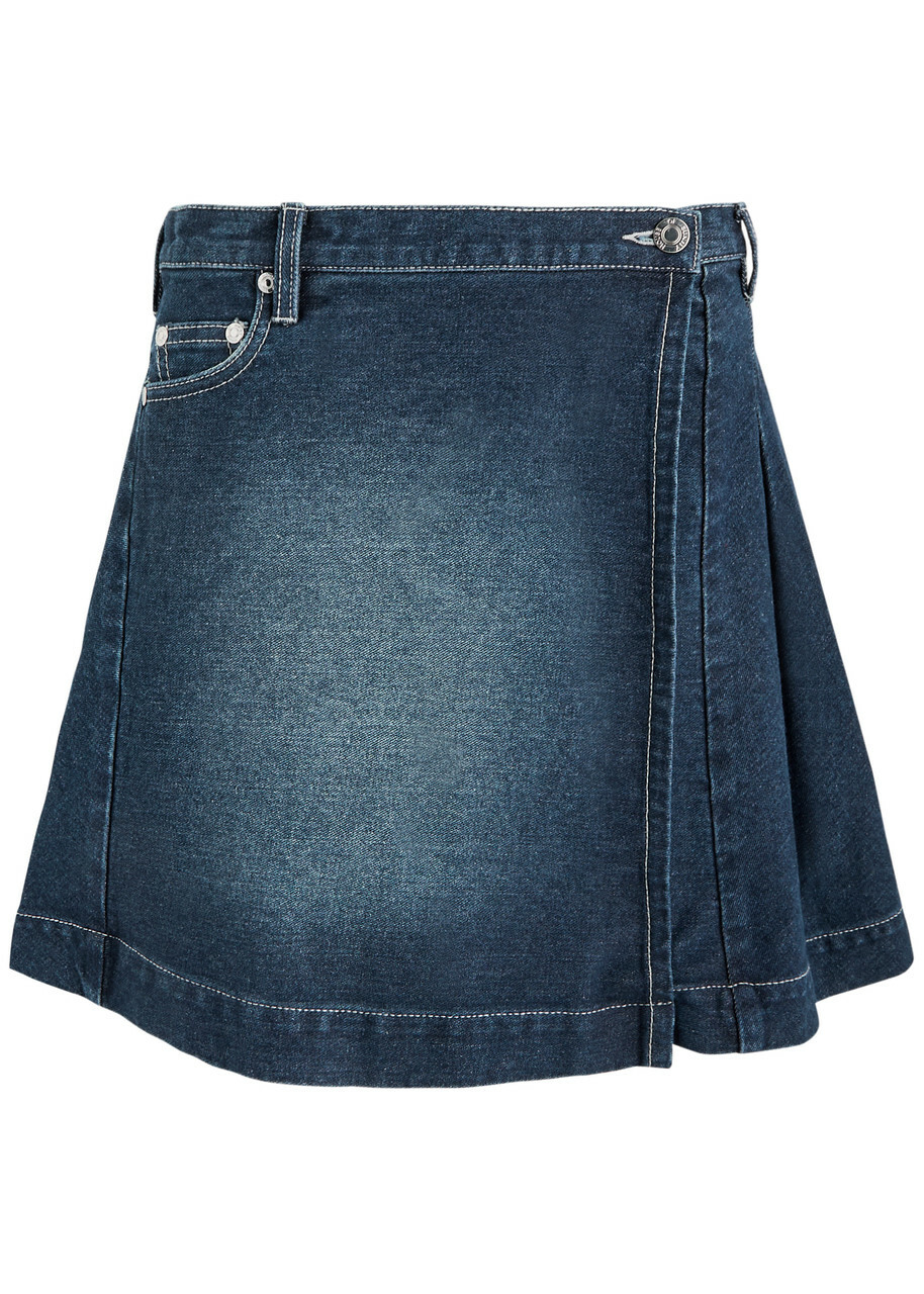 House OF Sunny Pleated Denim Mini Wrap Skirt