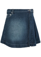 House OF Sunny Pleated Denim Mini Wrap Skirt