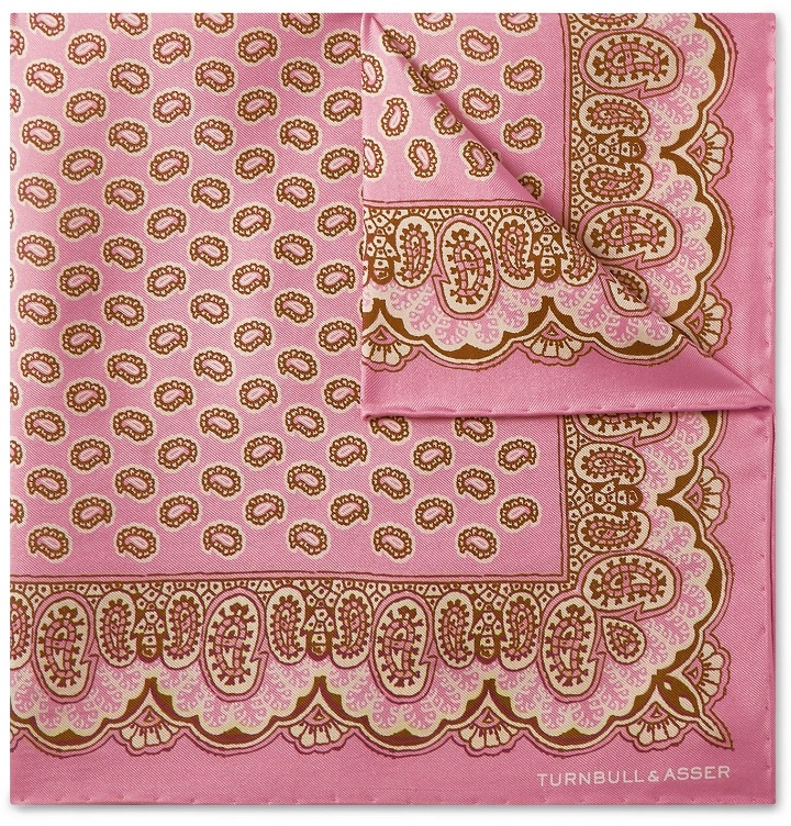 Photo: Turnbull & Asser - Paisley-Print Silk Pocket Square - Pink