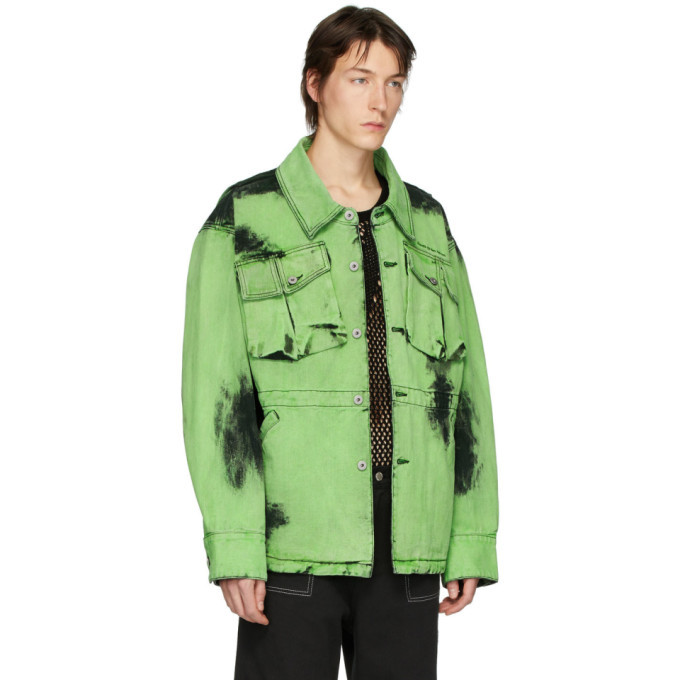 Feng Chen Wang Green Denim Tie-Dye Jacket Feng Chen Wang