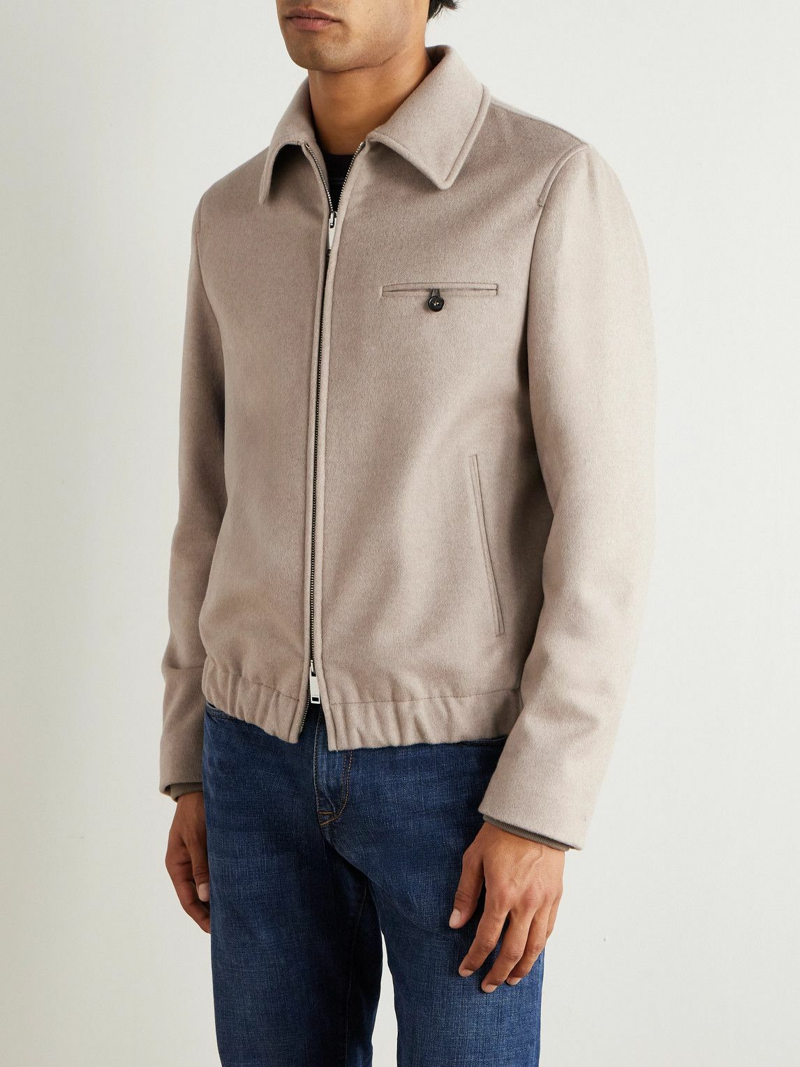 Incotex - Virgin Wool-Blend Bomber Jacket - Neutrals